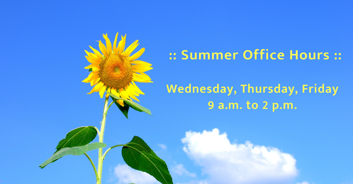 Summer Office Hours Cloverdale United Church